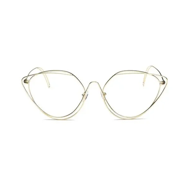 Sophisticated Look Womens Gold Thin Wire Frame Cat Eye Clear Lens Glasses - Picture 3 of 3
